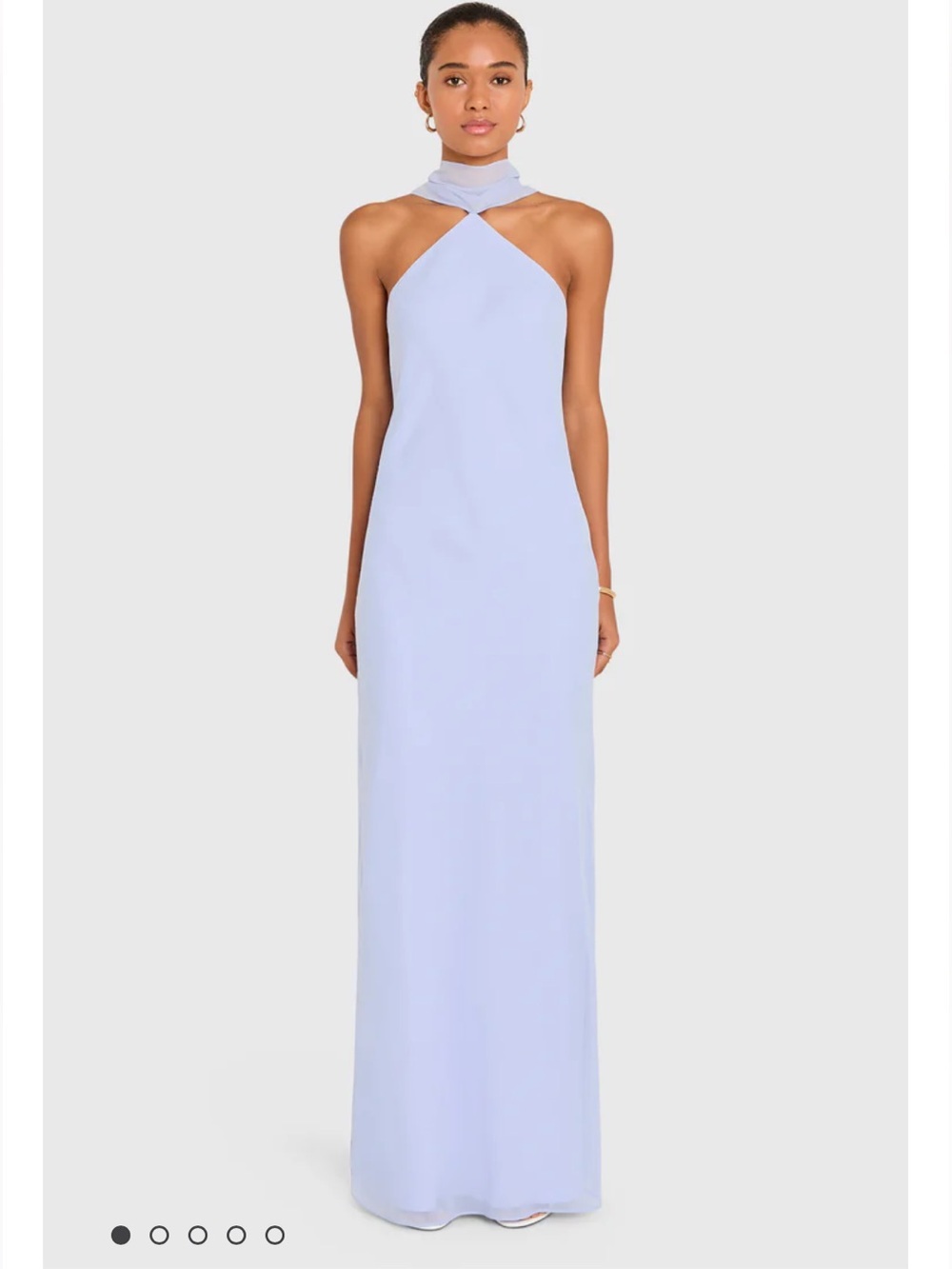 new Amanda Uprichard Ashton maxi gown chiffon halter scarf -Arctic powder blue
